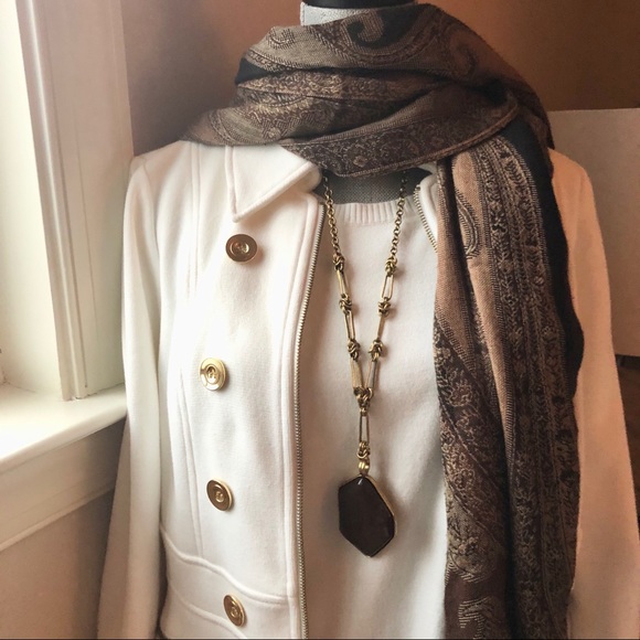 Large stone pendant brown w/ gold tone chain - Picture 4 of 9